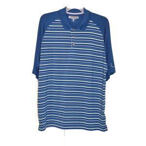 Pebble Beach Performance Golf Polo Shirt Men's XL  Blue‎ Striped